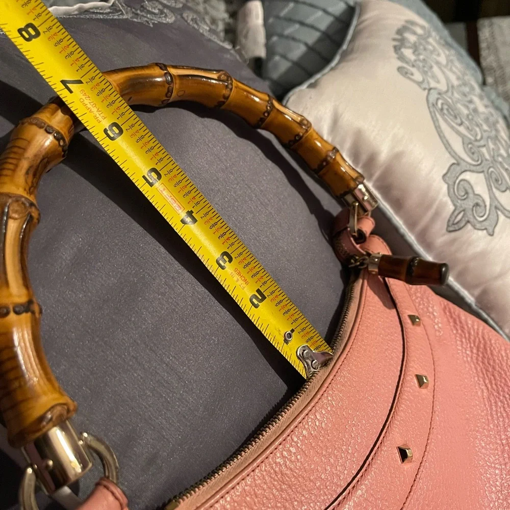 Authentic Pink Leather Gucci ANITA Handbag with Bamboo handle and bamboo zipper - Picture 6 of 17